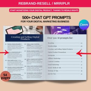 AI Course Bundle | Prompt Generator Canva Template with PLR Resell Rights