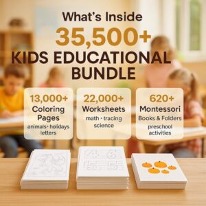 35,500+ Educational Printables for Kids | PLR & MRR Worksheets & Coloring Pages Bundle