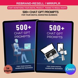 AI Course Bundle | Prompt Generator Canva Template with PLR Resell Rights
