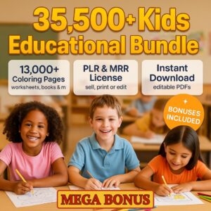 35,500+ Educational Printables for Kids | PLR & MRR Worksheets & Coloring Pages Bundle