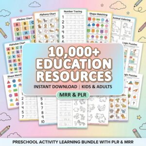 10,000+ Kids Activity Bundle | Educational Worksheets & Coloring Books with PLR & MRR Rights