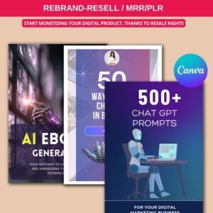 AI Course Bundle | Prompt Generator Canva Template with PLR Resell Rights