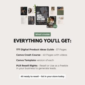 177 Digital Product Ideas | PLR Canva Guide for Passive Income & Side Hustles