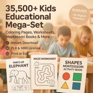 35,500+ Educational Printables for Kids | PLR & MRR Worksheets & Coloring Pages Bundle