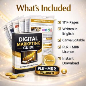 111-Page Make Money Online eBook | Editable Canva PLR + MRR Digital Product for Passive Income