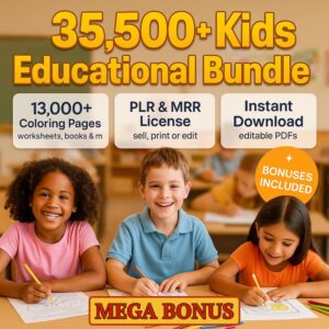 35,500+ Educational Printables for Kids | PLR & MRR Worksheets & Coloring Pages Bundle