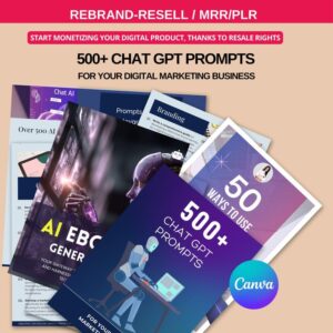 AI Course Bundle | Prompt Generator Canva Template with PLR Resell Rights