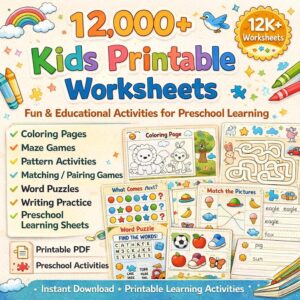 12,000+ Preschool Worksheets Bundle | Coloring, Mazes, Writing & Learning Activities