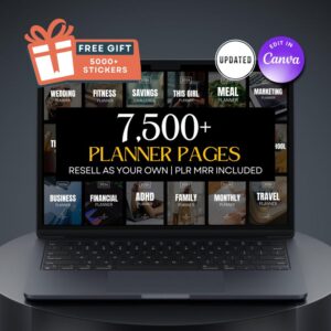 7500+ Digital Planner Pages Bundle | PLR + MRR Canva Templates for Business, Fitness & Wellness