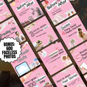100 Aesthetic Pink Instagram Carousel Templates | Editable Canva | PLR + MRR