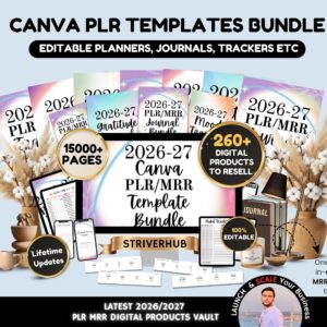 15,000+ Editable Canva Templates | PLR & MRR Planners, Journals & Trackers Bundle