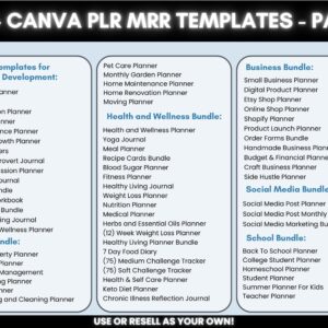 15,000+ Editable Canva Templates | PLR & MRR Planners, Journals & Trackers Bundle