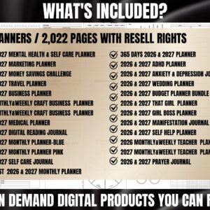 2026–2027 Ultimate Digital Planner Bundle Editable Canva Templates with PLR & MRR Rights